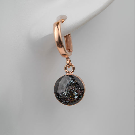 925 Sterlingsilber 18k Rosegold Creolen 10mm mit Elba Hämatit