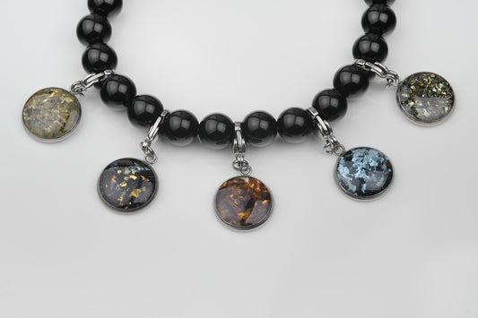Set 8mm Obsidian Armband mit 5x Wechsel Charm