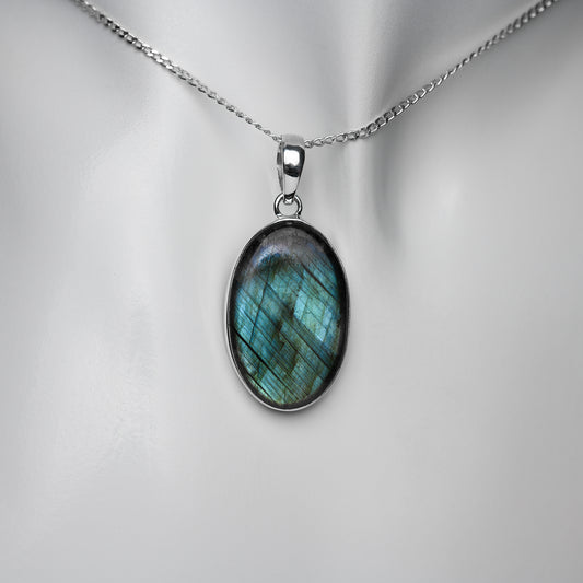 Labradorit Anhänger 925 Sterling Silber