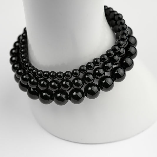Schwarzer Obsidian Armband 4/6/8mm