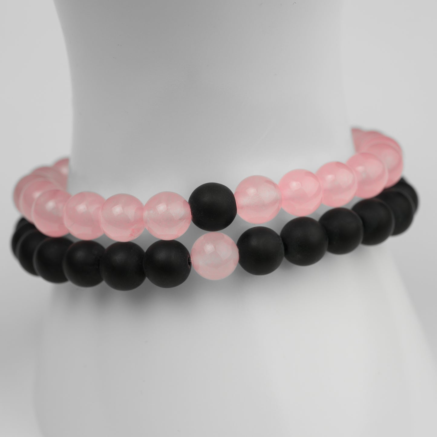 Partner Armband Set Obsidian Rosenquarz 8mm