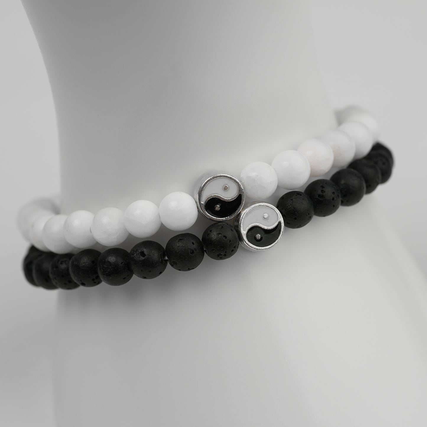 Yin Yang Partner Armband Set Lava & Quarz