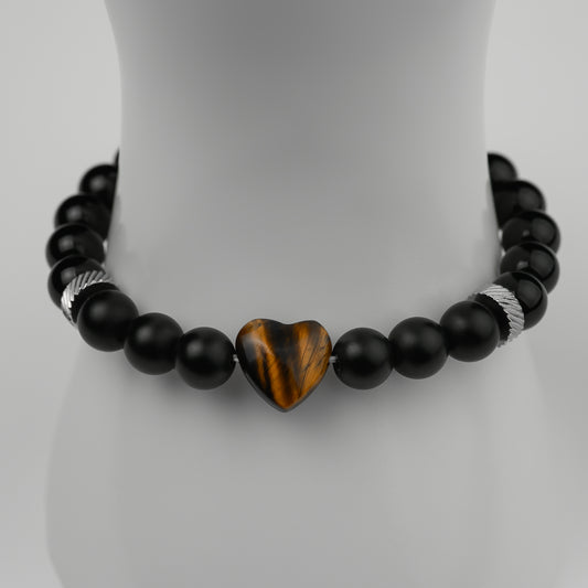 Obsidian Armband matt mit Herz verschiedene Sorten