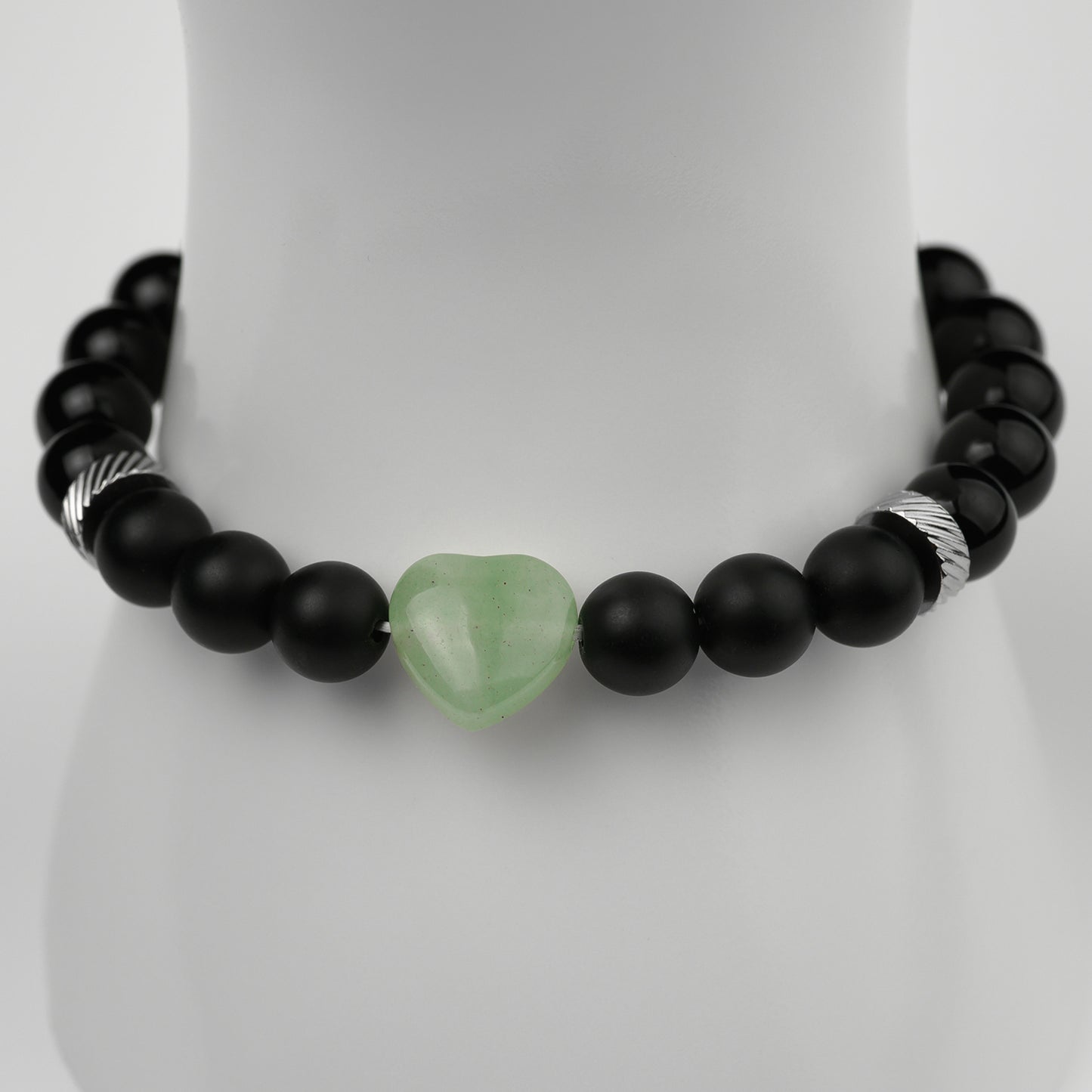 Obsidian Armband matt mit Herz verschiedene Sorten