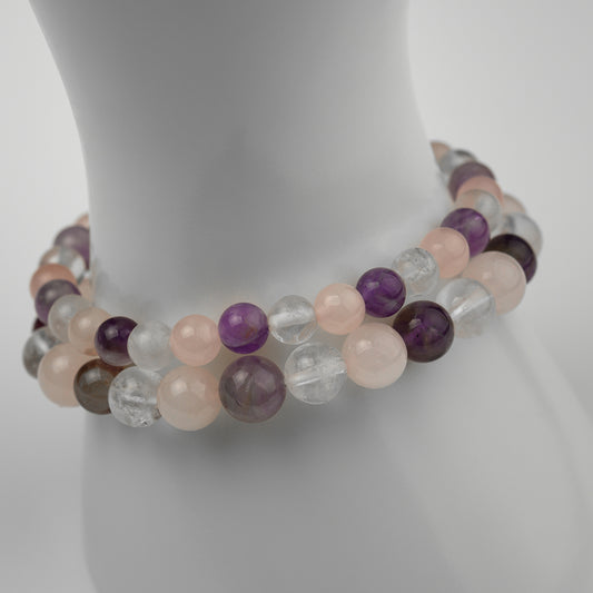 Rosenquarz Bergkristall Amethyst Armband 6/8mm