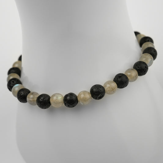 Labradorit hell Lava Armband 6mm