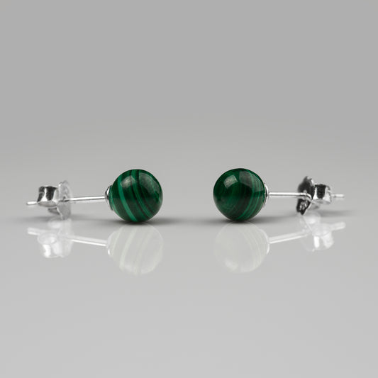 Malachit Kugel Ohrstecker 4/6mm 925er Sterlingsilber