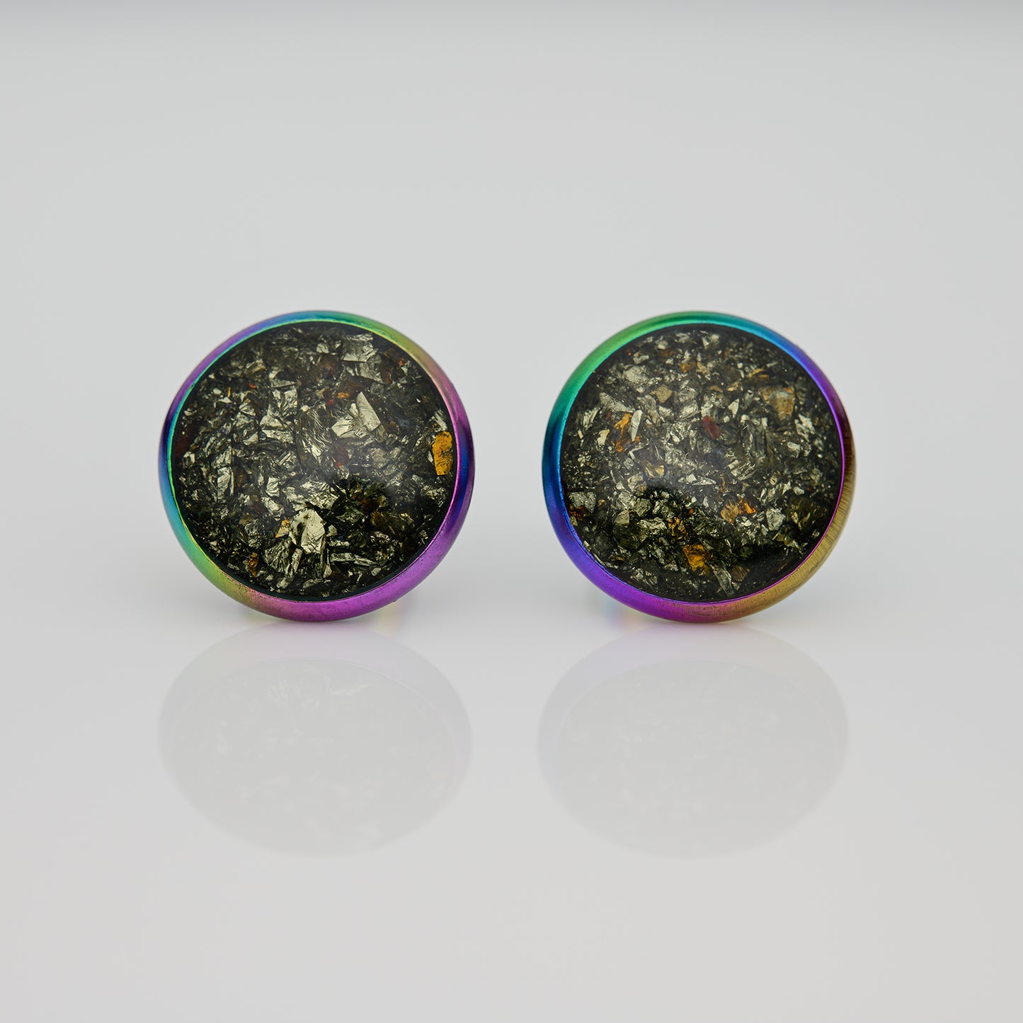 Chalkopyrit Ohrstecker 10mm Edelstahl Bunt