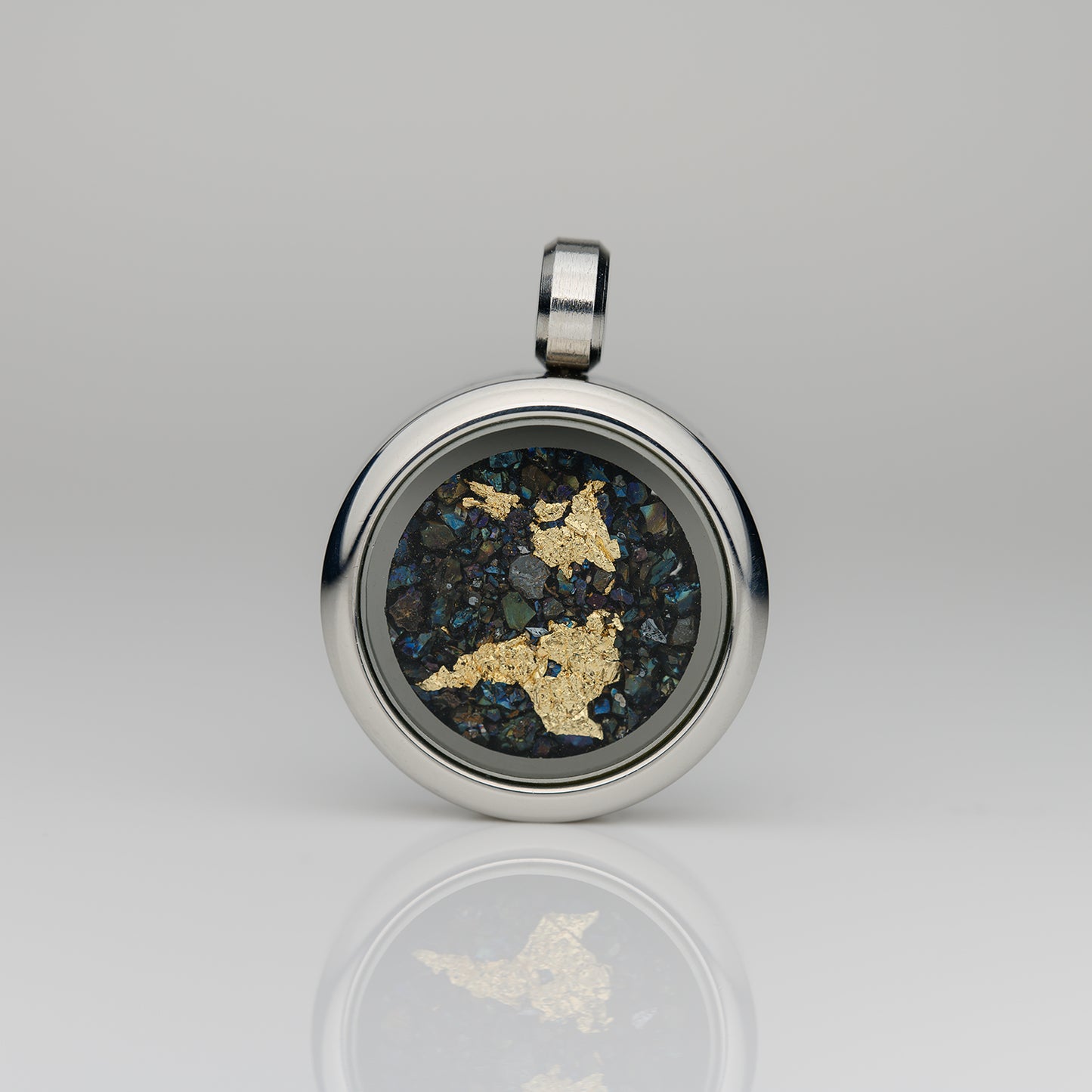 Glasmedaillon Siliziumcarbid mit 24K Blattgold