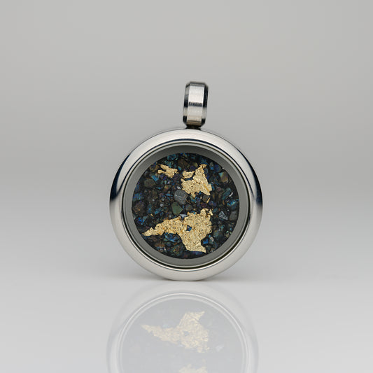 Glasmedaillon Siliziumcarbid mit 24K Blattgold