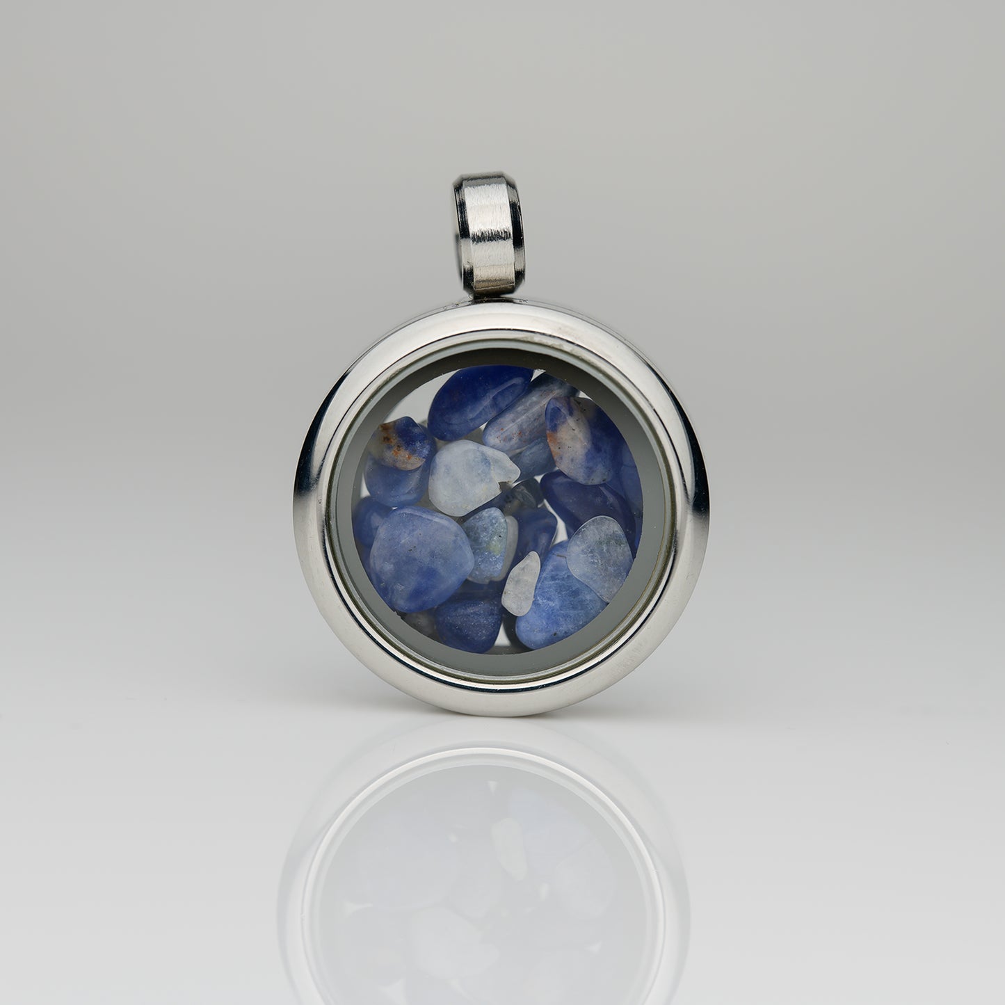 Glasmedaillon Sodalith getrommelt