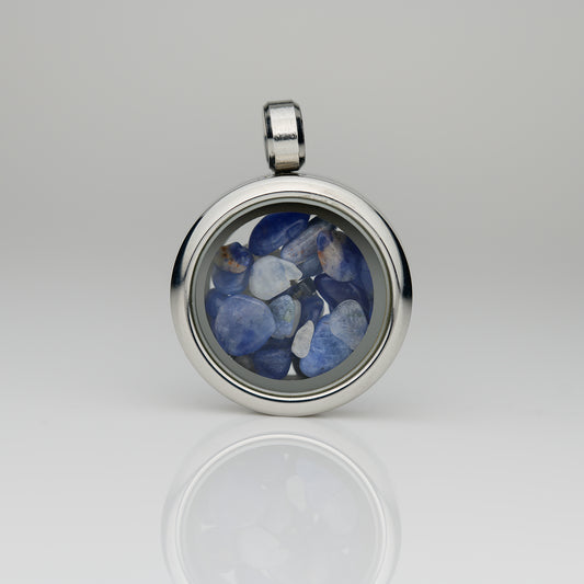 Glasmedaillon Sodalith getrommelt
