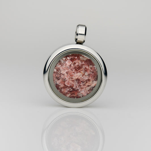 Glasmedaillon Alurgit roter Fuchsit Glimmer