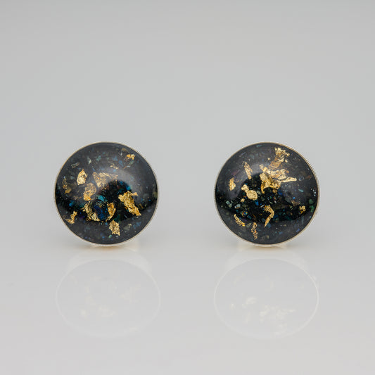 Siliziumcarbid mit 24K Blattgold 925 Sterlingsilber Ohrstecker 10mm