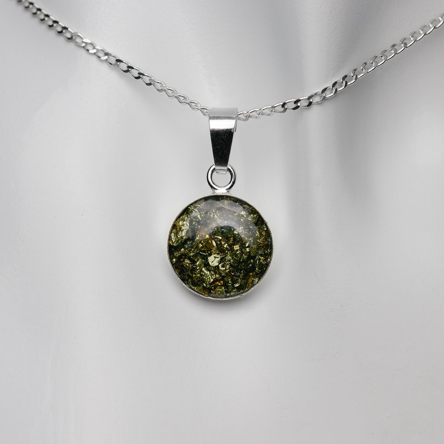 Chalkopyrit Anhänger 12mm 925er Sterlingsilber