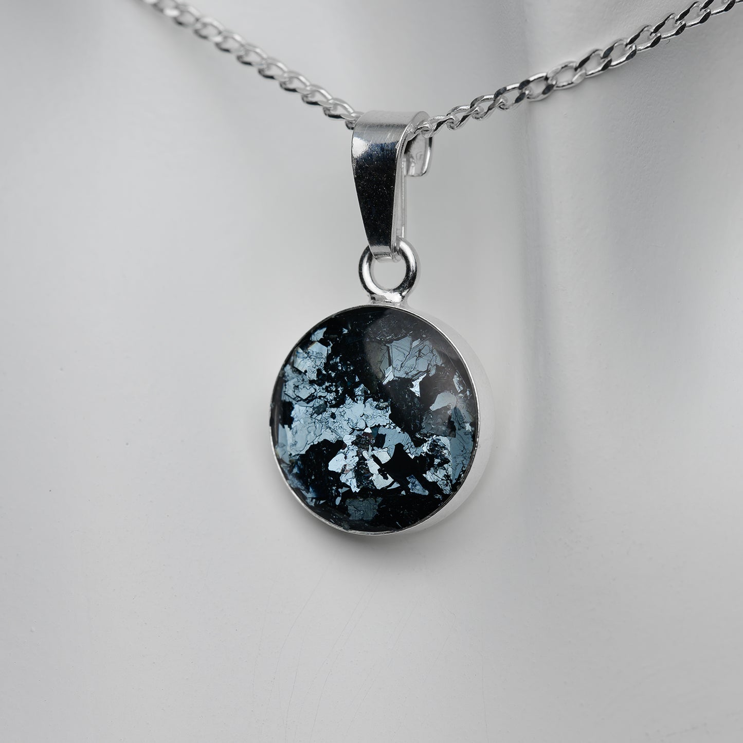 Medaillon 925er Sterlingsilber 12mm mit Eifel Hämatit