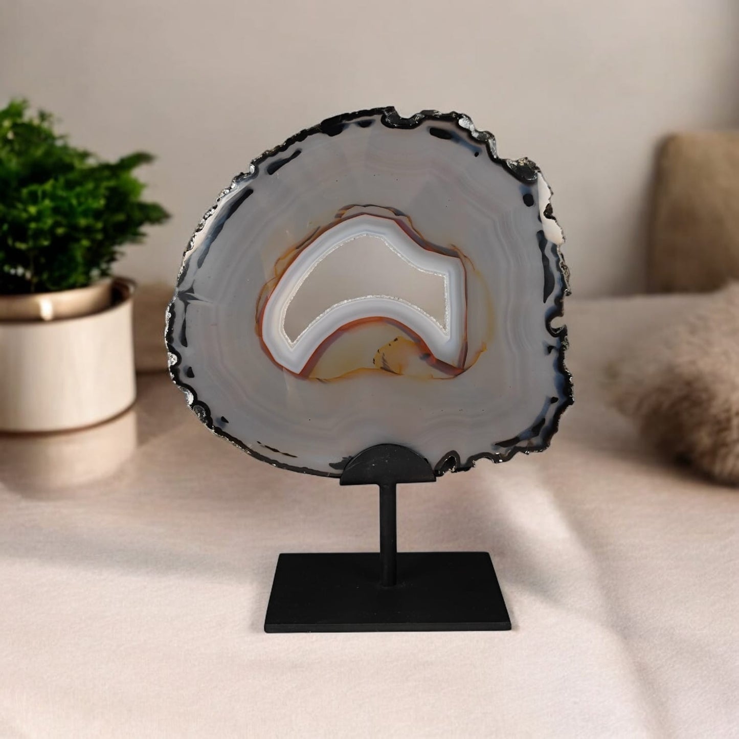 Achat Scheibe auf Metallständer