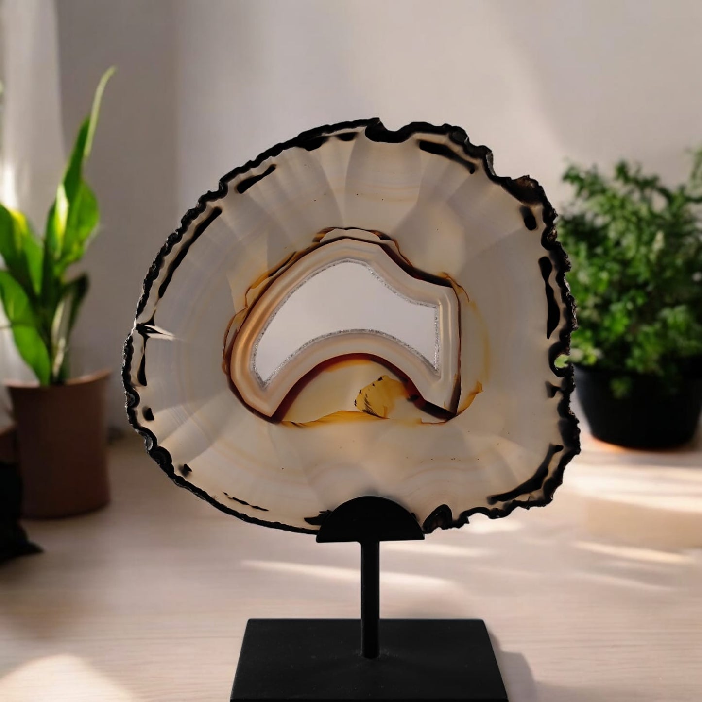 Achat Scheibe auf Metallständer
