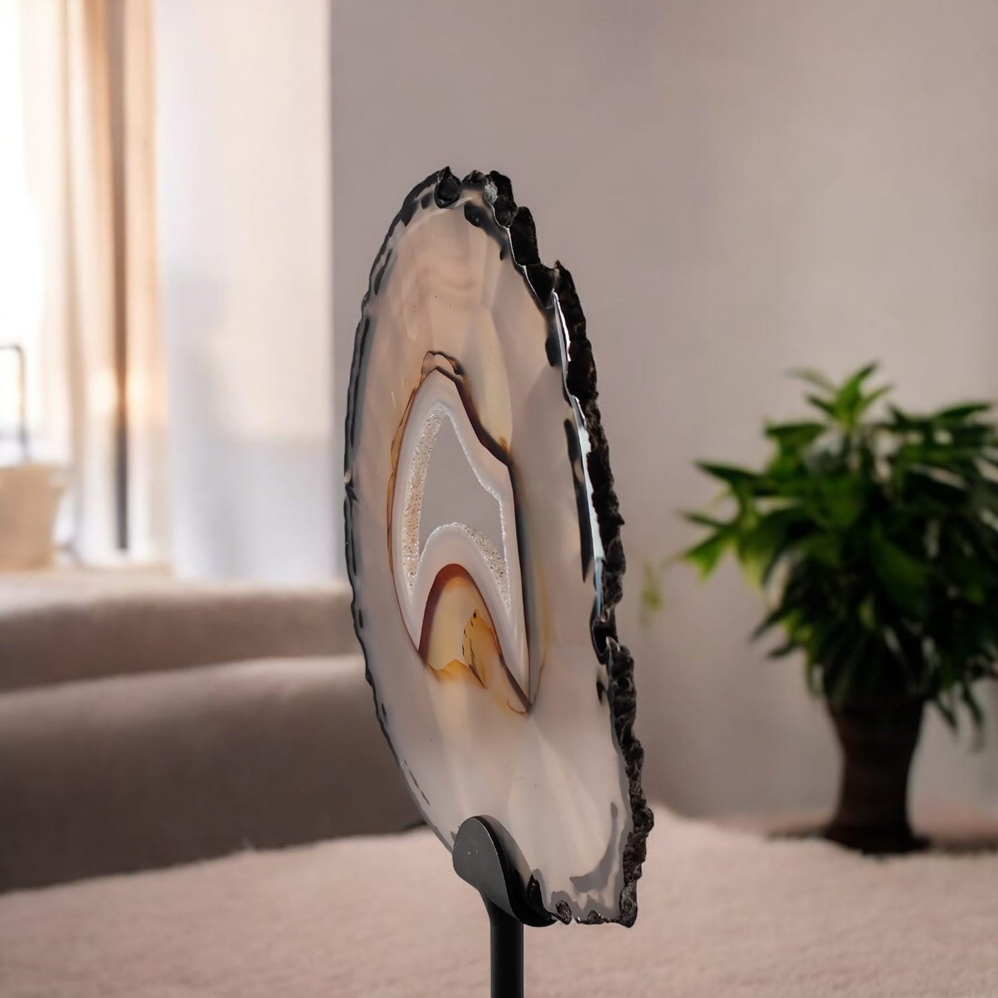Achat Scheibe auf Metallständer