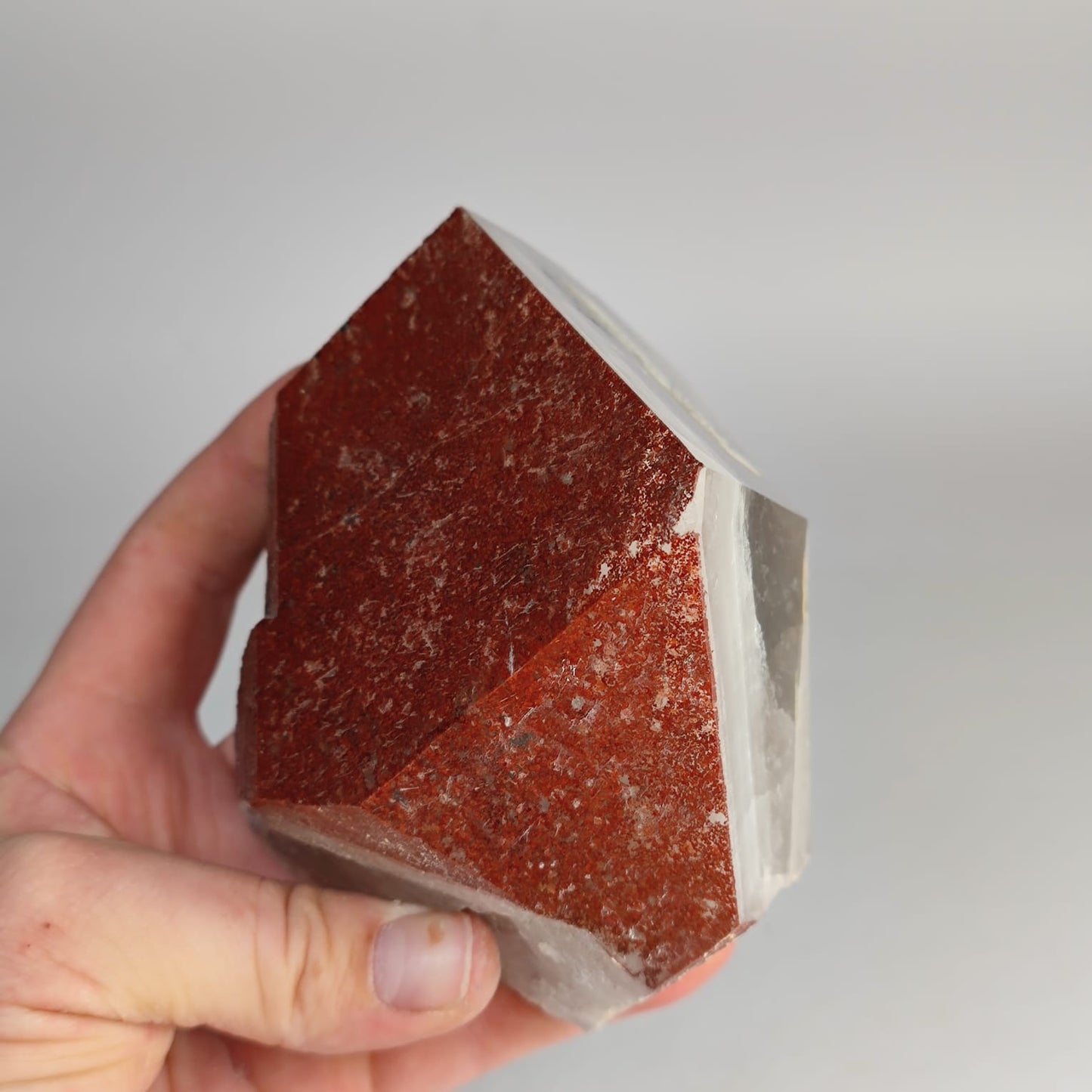 Hämatit phantom Quarz Spitze Anschliff