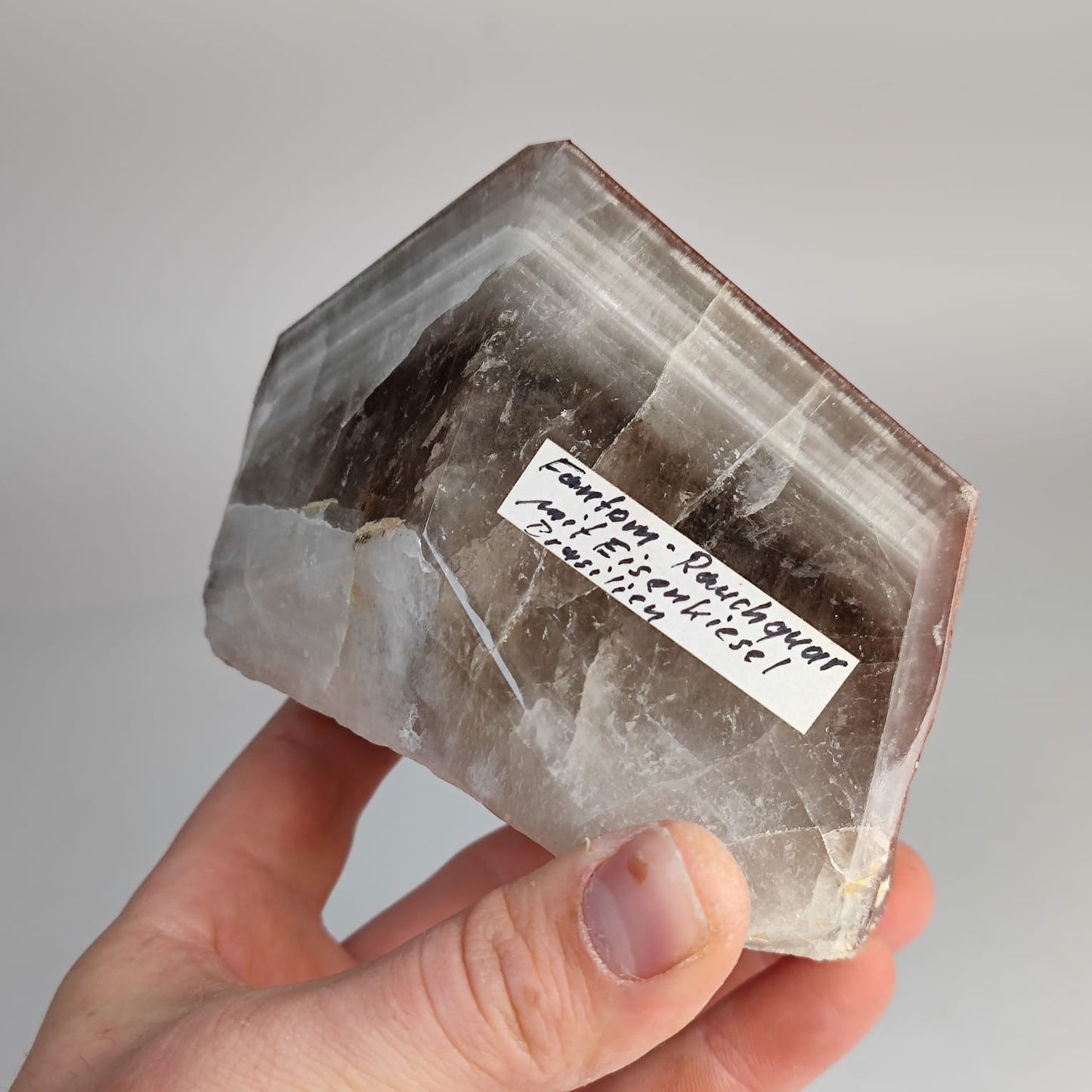 Hämatit phantom Quarz Spitze Anschliff