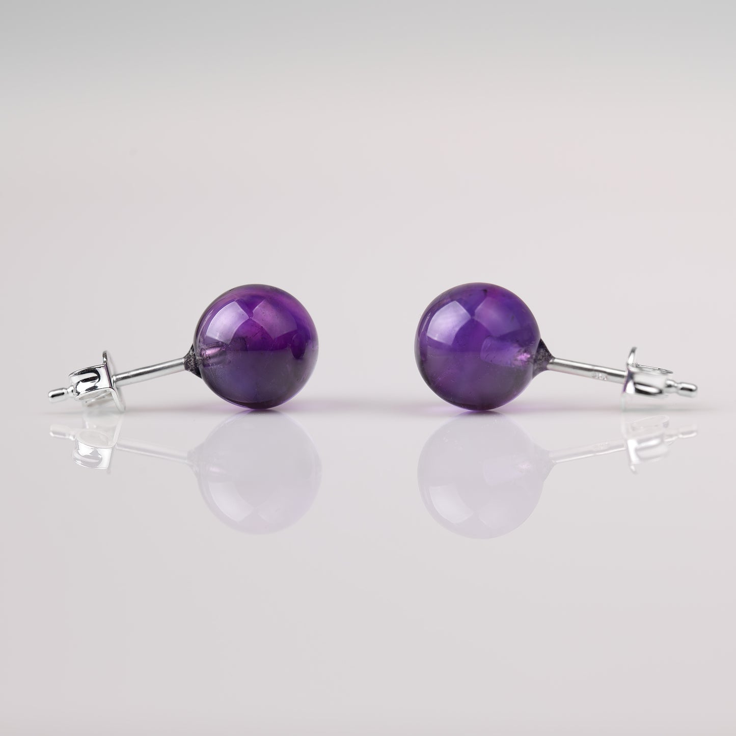 Amethyst Kugel Ohrstecker 8mm 925er Sterlingsilber