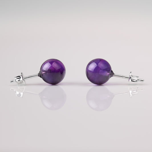Amethyst Kugel Ohrstecker 8mm 925er Sterlingsilber