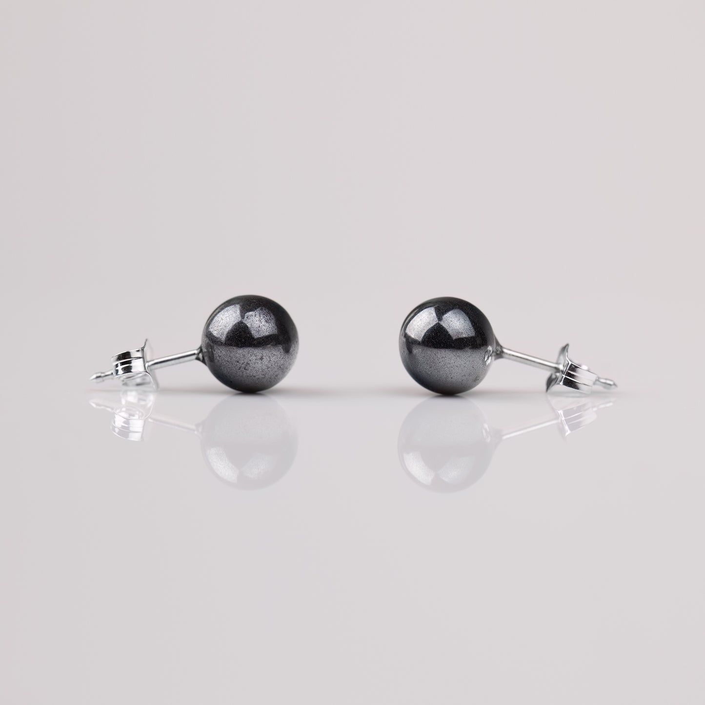 Hämatit Kugel Ohrstecker 8mm 925er Silber
