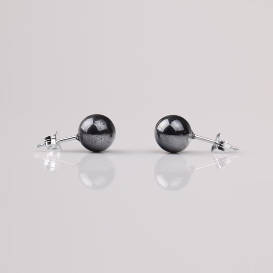 Hämatit Kugel Ohrstecker 8mm 925er Silber