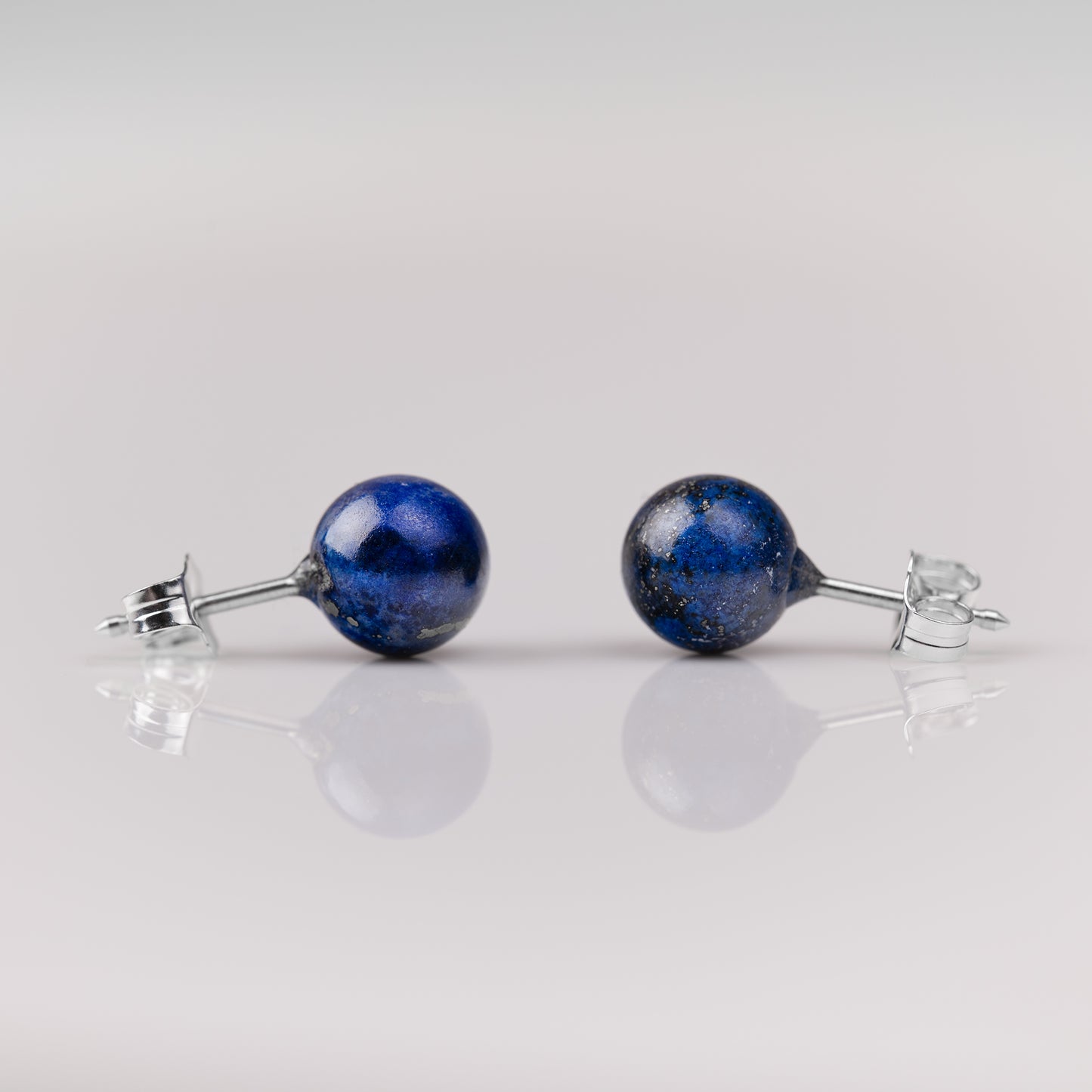 Lapislazuli Kugel Ohrstecker 8mm 925er Silber