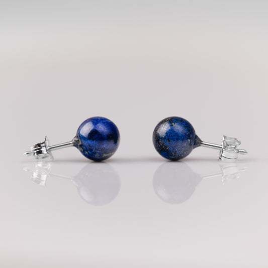 Lapislazuli Kugel Ohrstecker 8mm 925er Silber