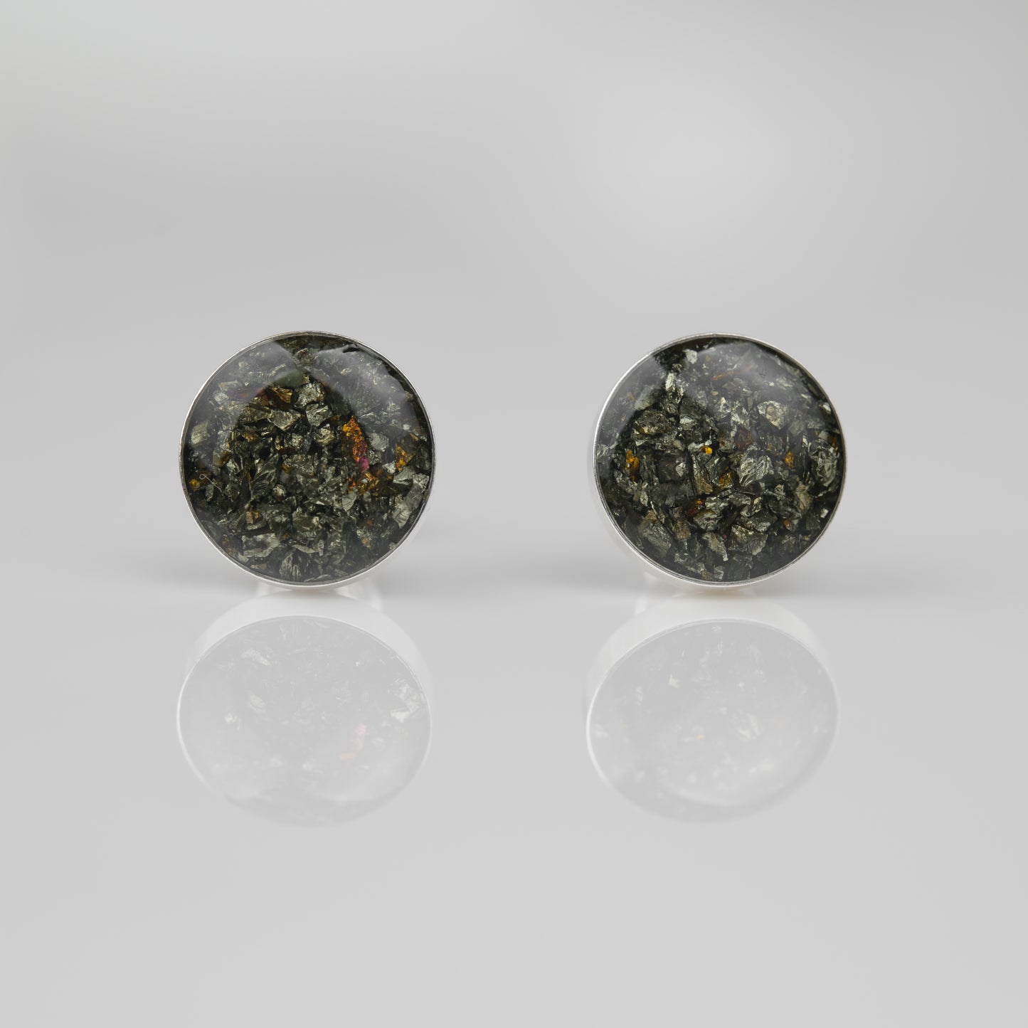 Chalkopyrit 925 Sterlingsilber Ohrstecker 10mm