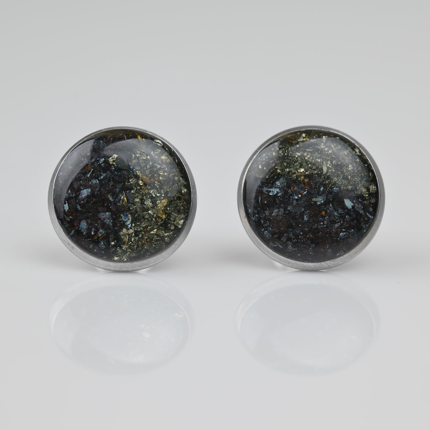 Chalkopyrit Hämatit Ohrstecker 12mm Edelstahl