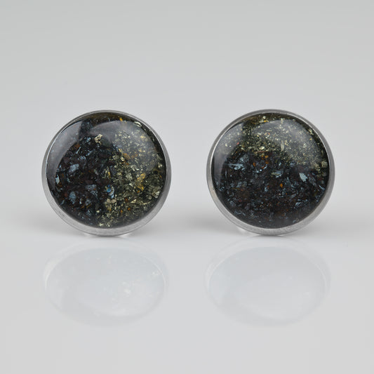 Chalkopyrit Hämatit Ohrstecker 12mm Edelstahl