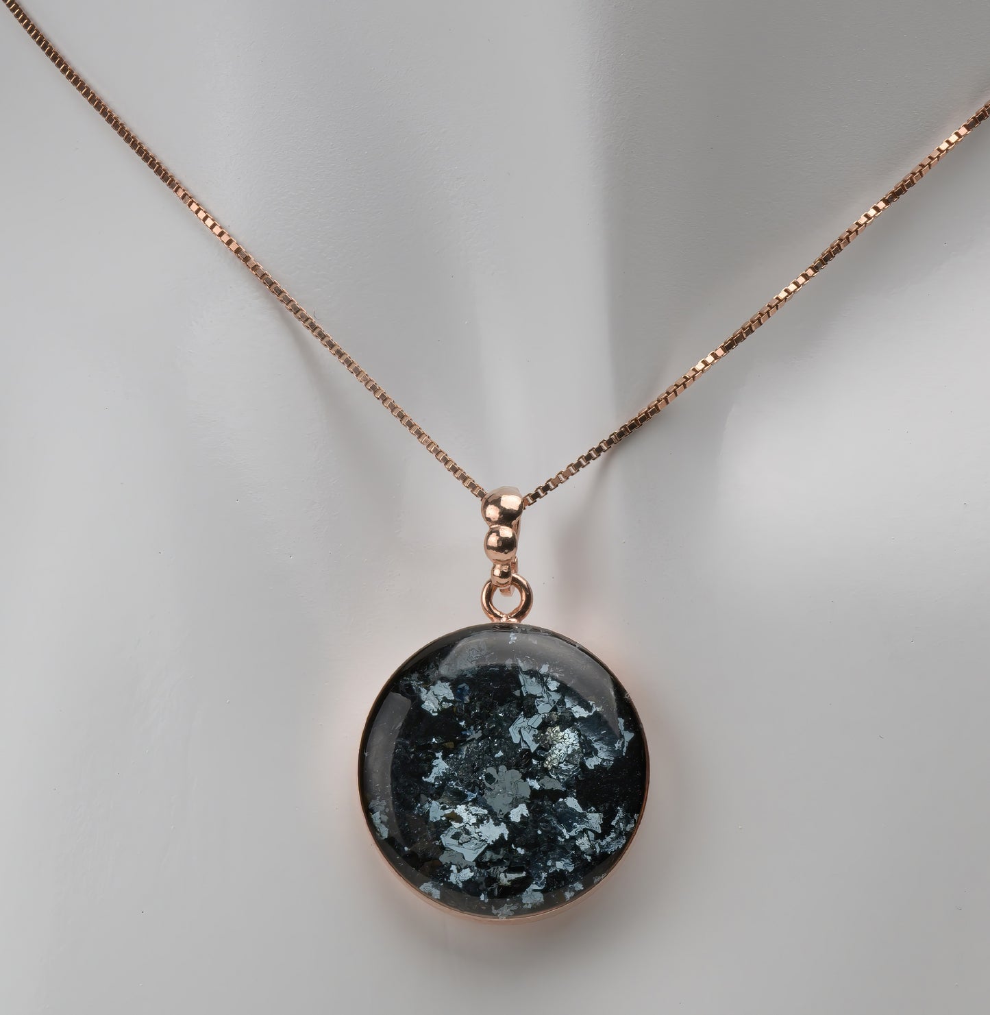 Medaillon 925er Sterlingsilber 18K rose vergoldet 20mm mit Eifel Hämatit