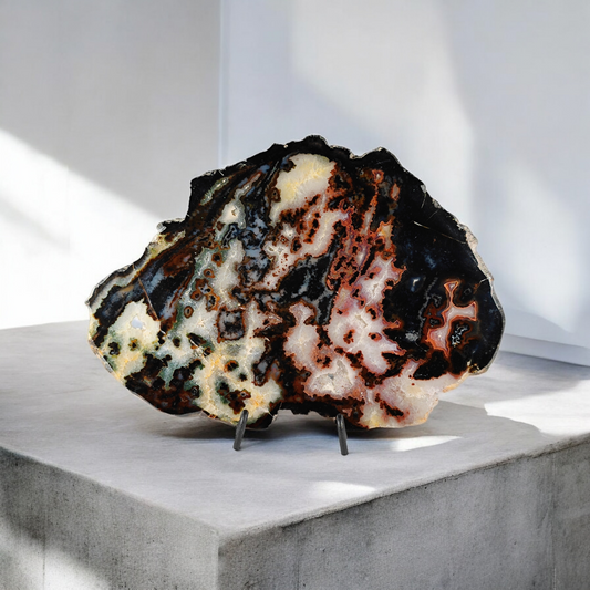 Achat Scheibe auf Metallständer