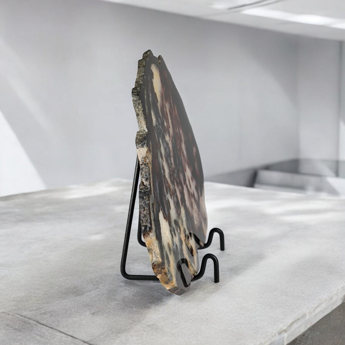 Achat Scheibe auf Metallständer