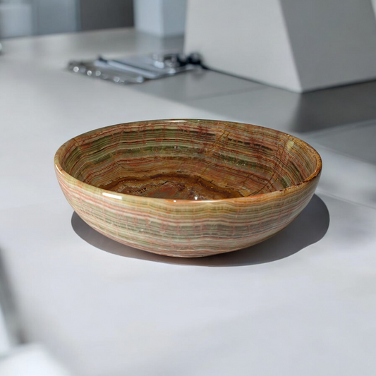 Mehrfarbige Onyx Marmor Schale Einzelstück