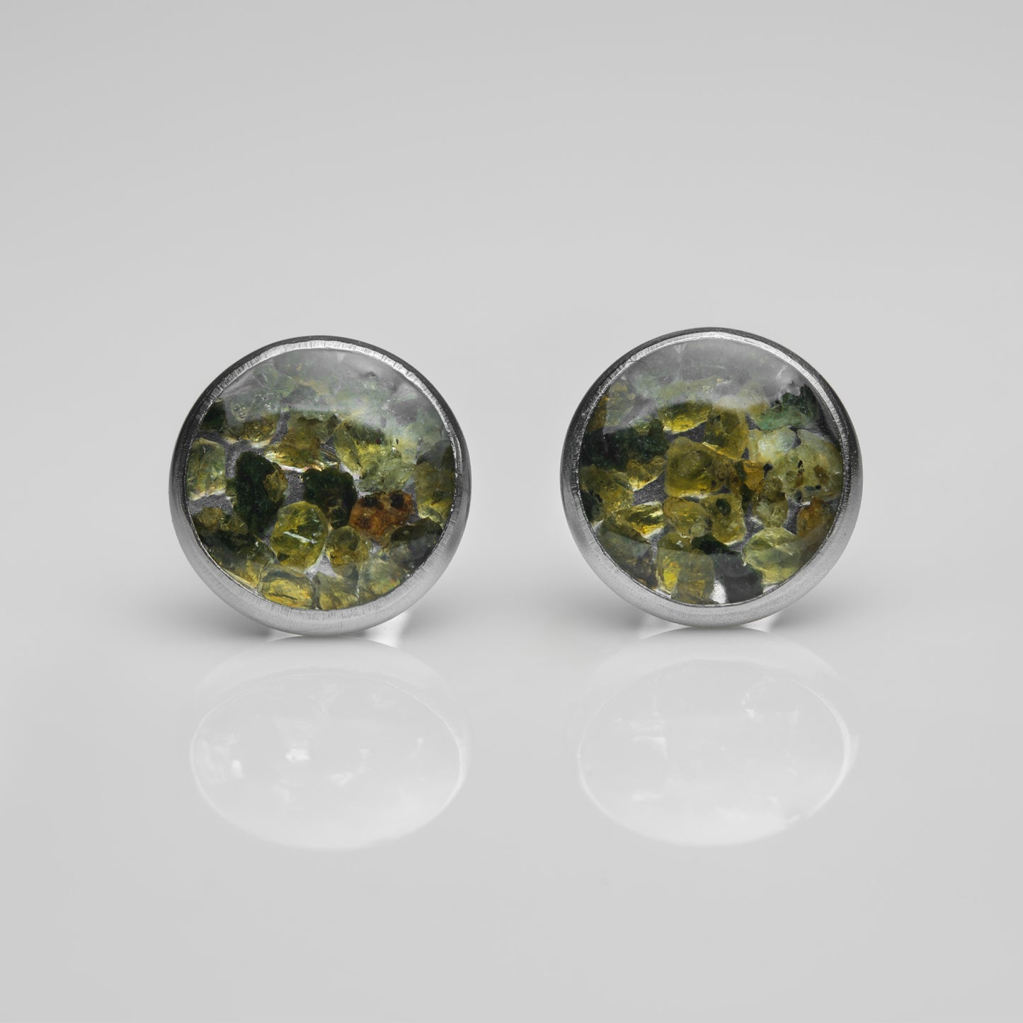 Olivin Peridot Ohrstecker 10/12mm Edelstahl