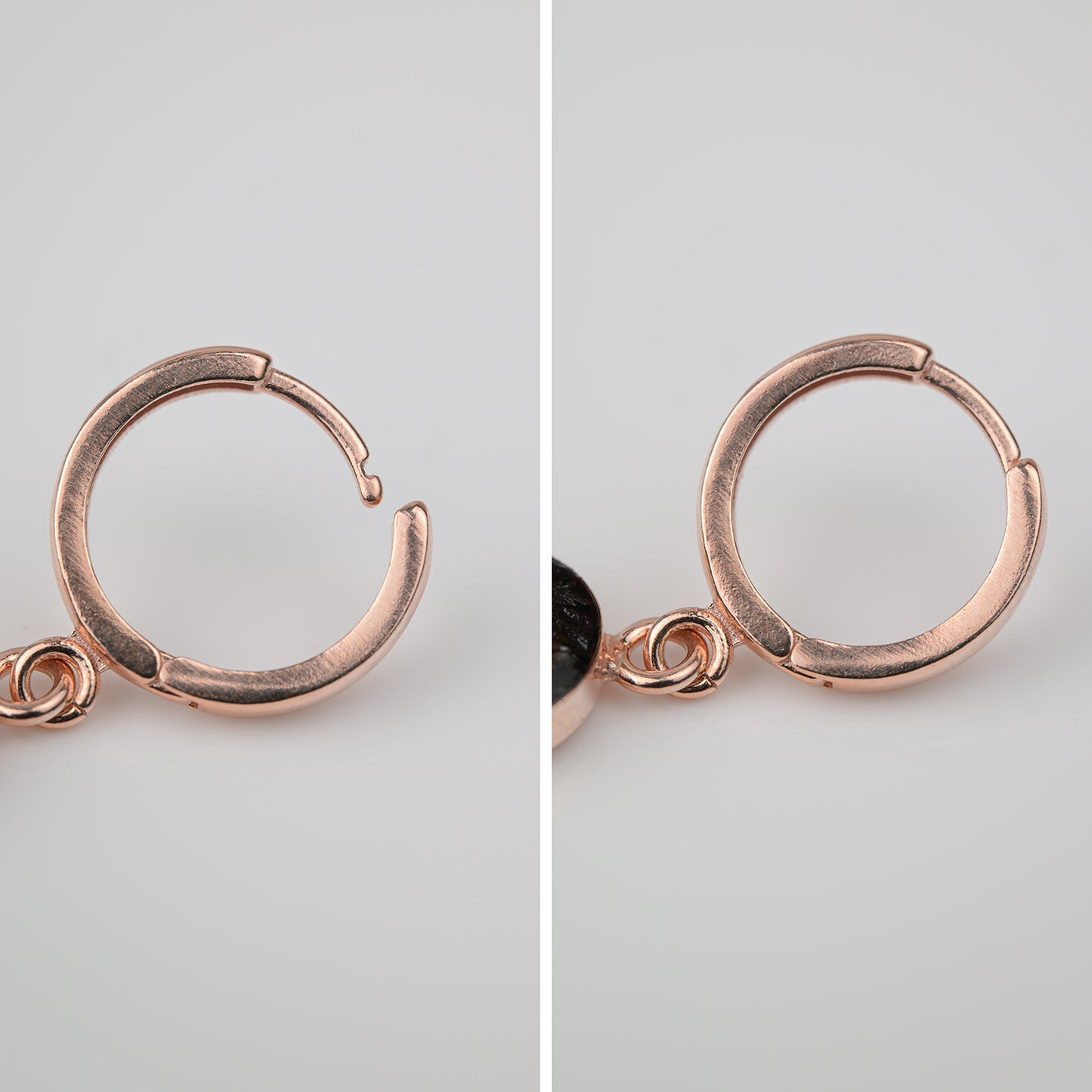 925 Sterlingsilber 18k Rosegold Creolen 10mm mit Elba Hämatit