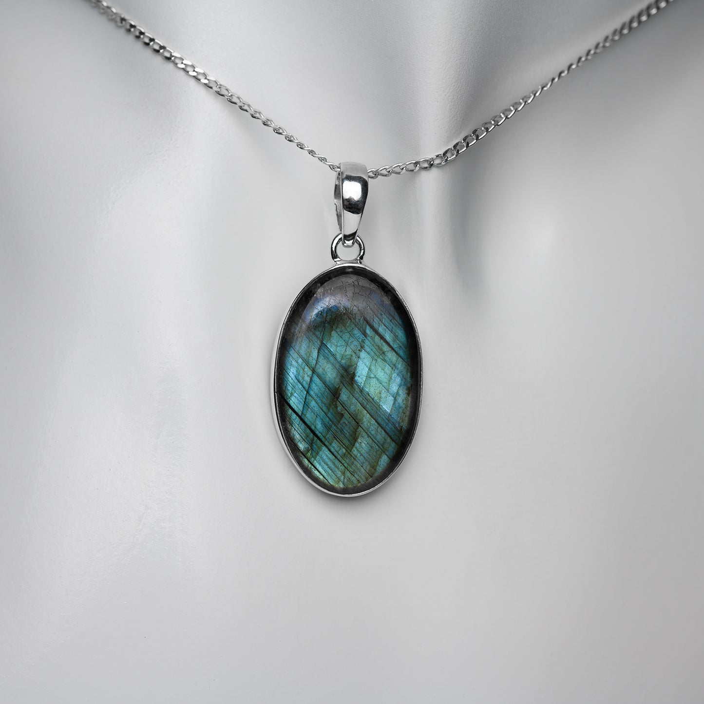 Labradorit Anhänger 925 Sterling Silber