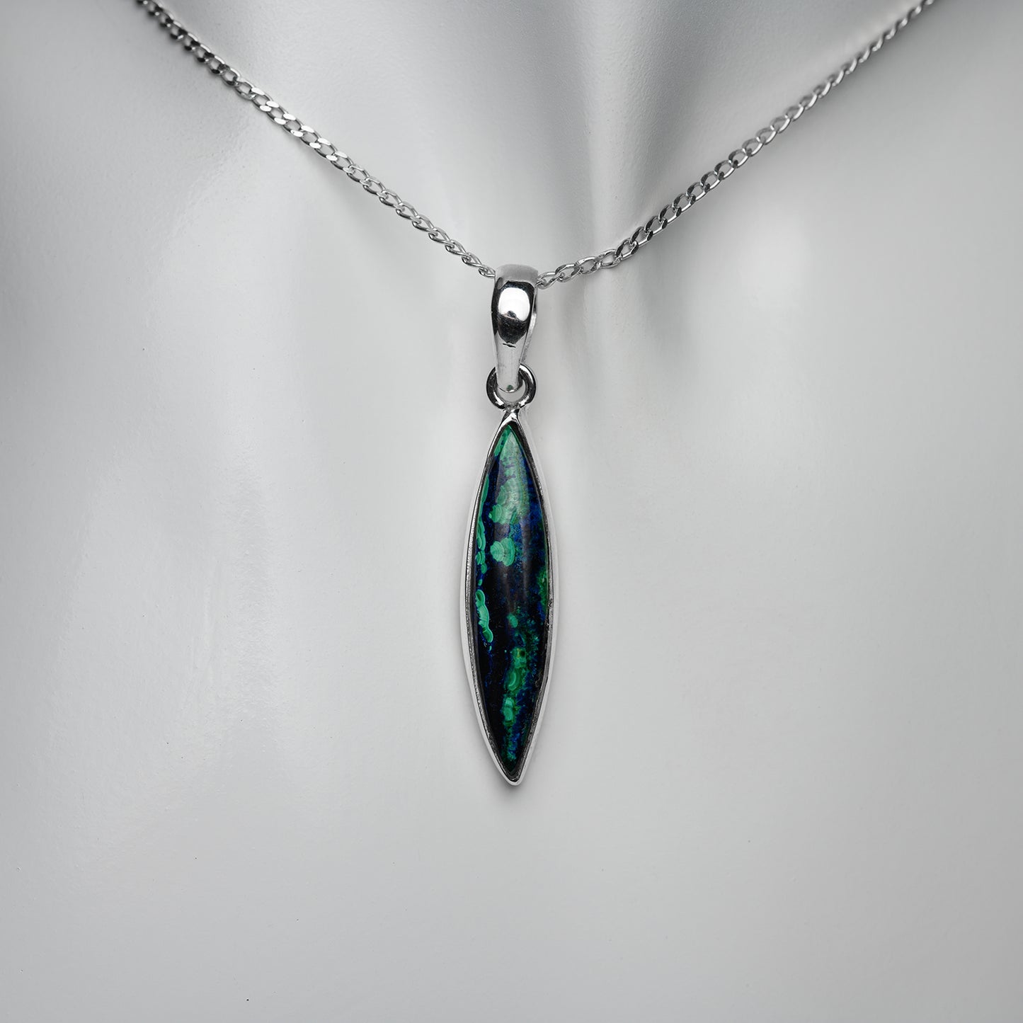 Malachit Azurit Anhänger 925 Sterling Silber