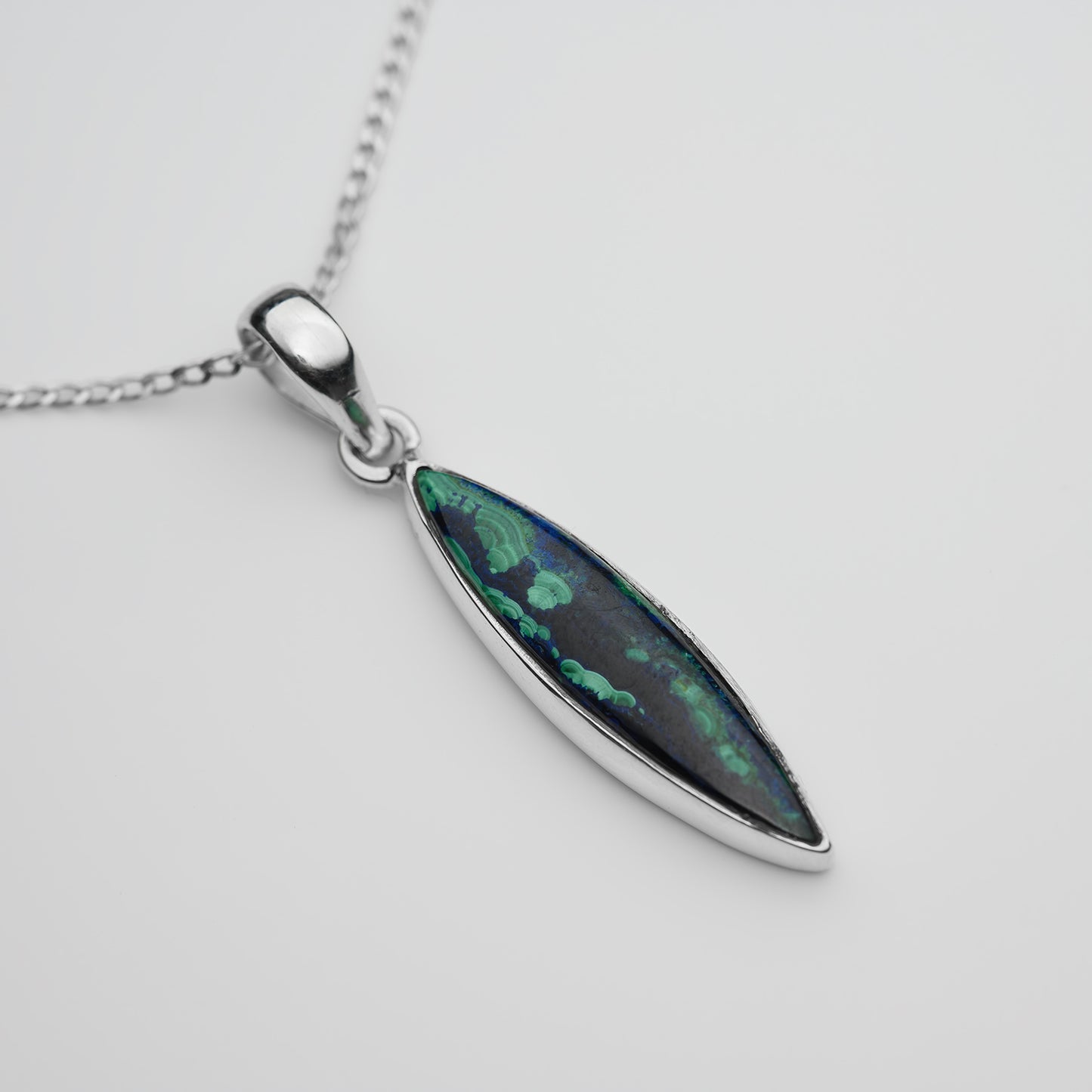 Malachit Azurit Anhänger 925 Sterling Silber