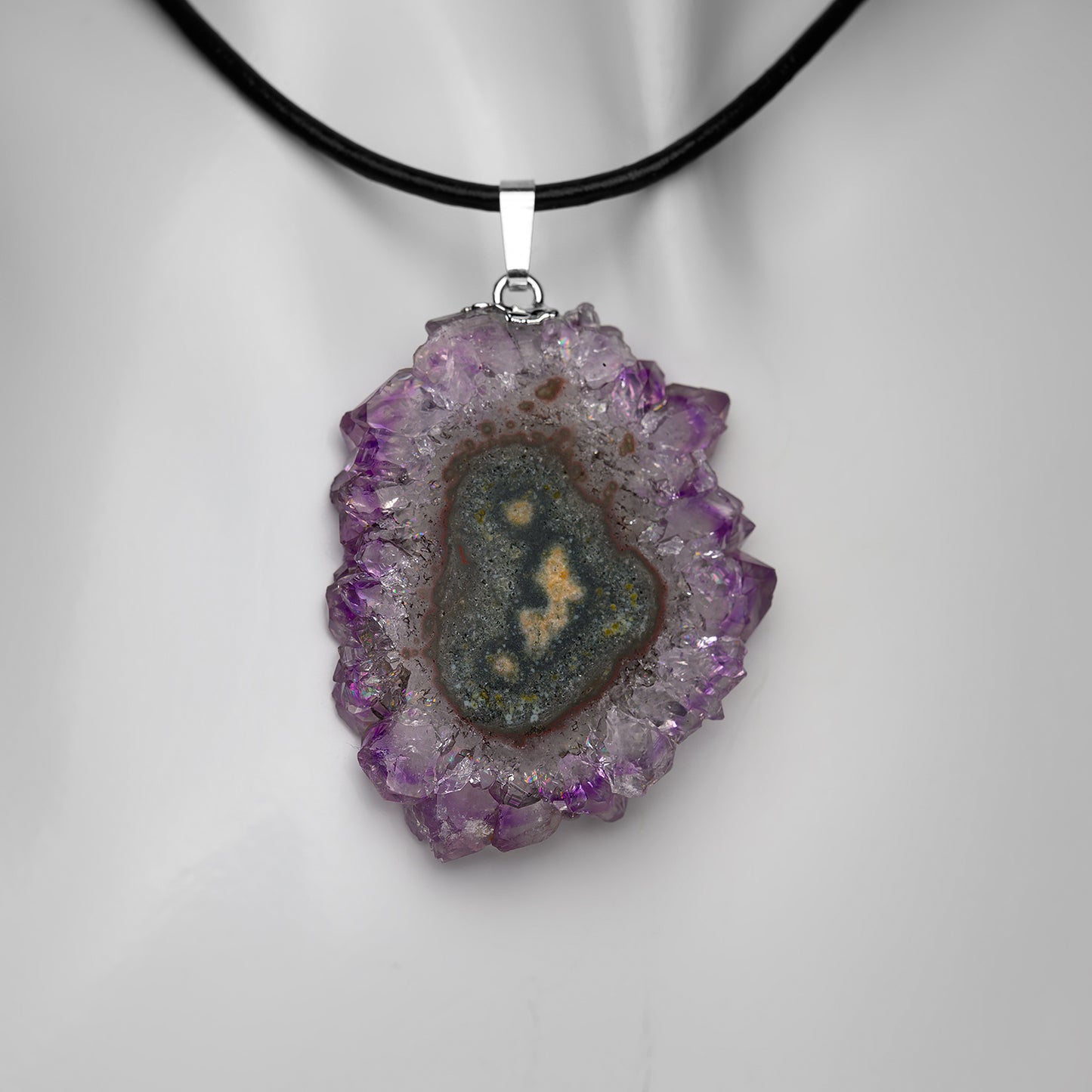 Amethyst Stalaktit Scheibe Anhänger