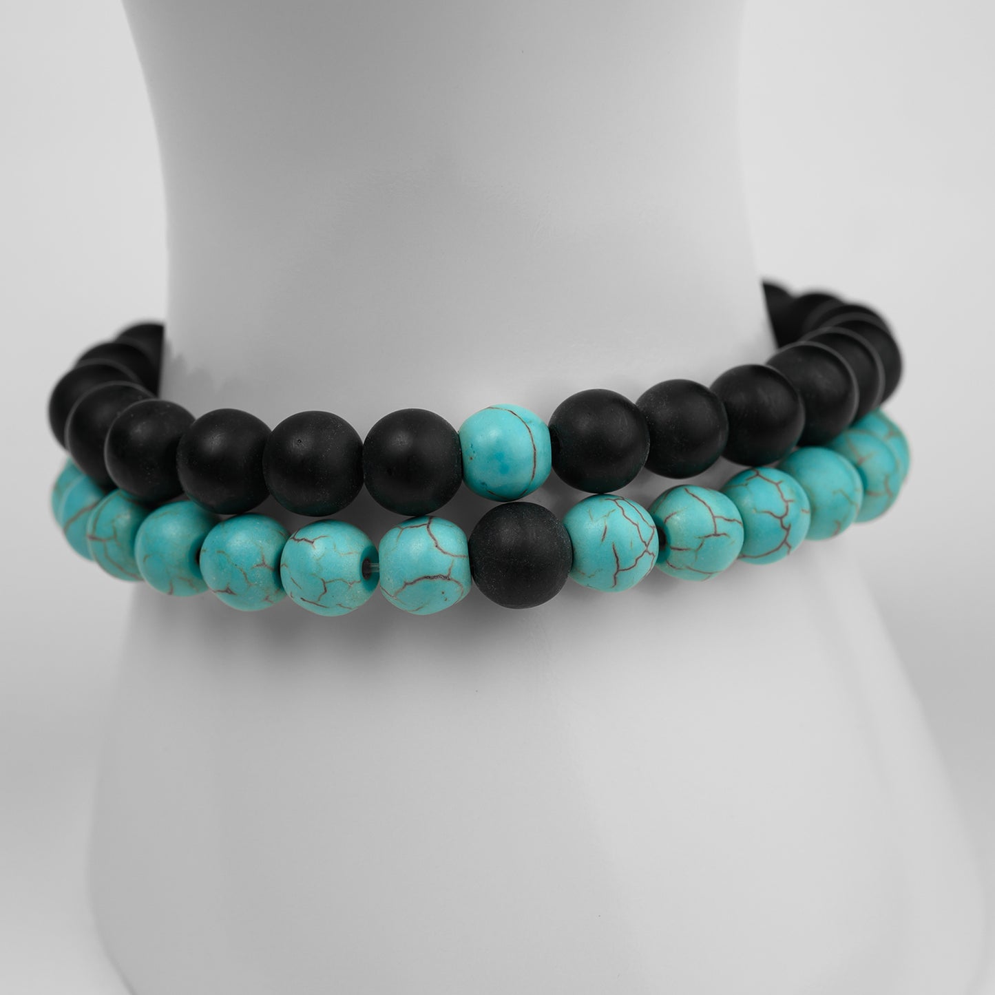 Partner Armband Set Obsidian Howlith Türkis 8mm