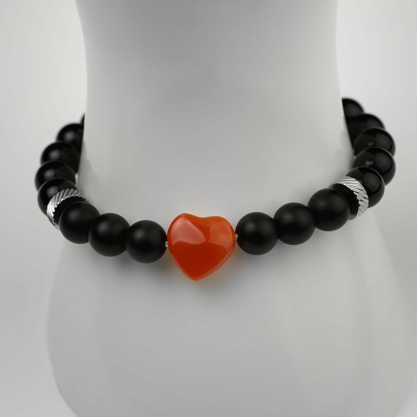 Obsidian Armband matt mit Herz verschiedene Sorten