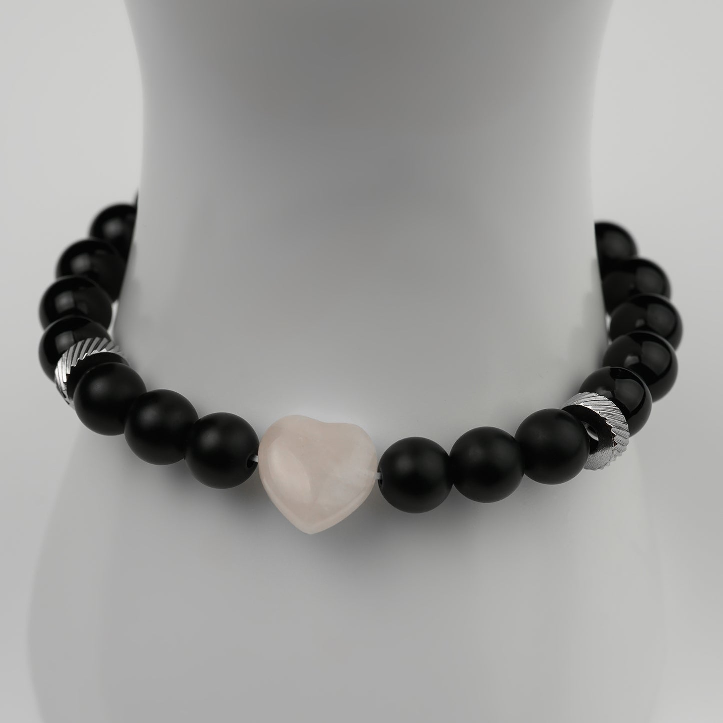 Obsidian Armband matt mit Herz verschiedene Sorten