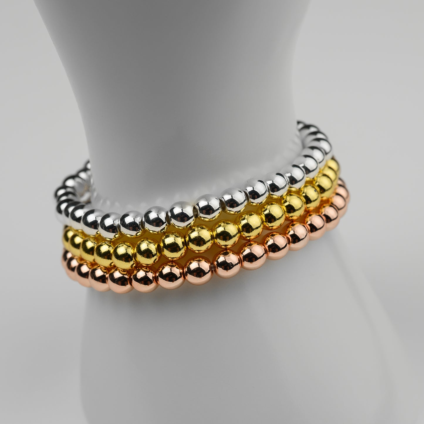 Hämatit Armband bedampft Silber Gold Rose 6mm