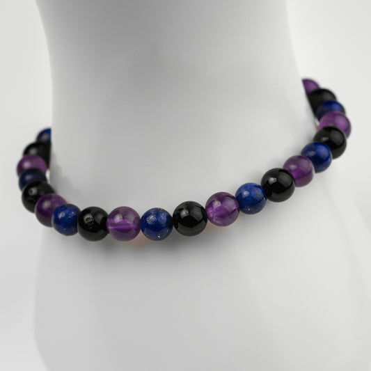 Obsidian Amethyst Lapislazuli Armband 6mm