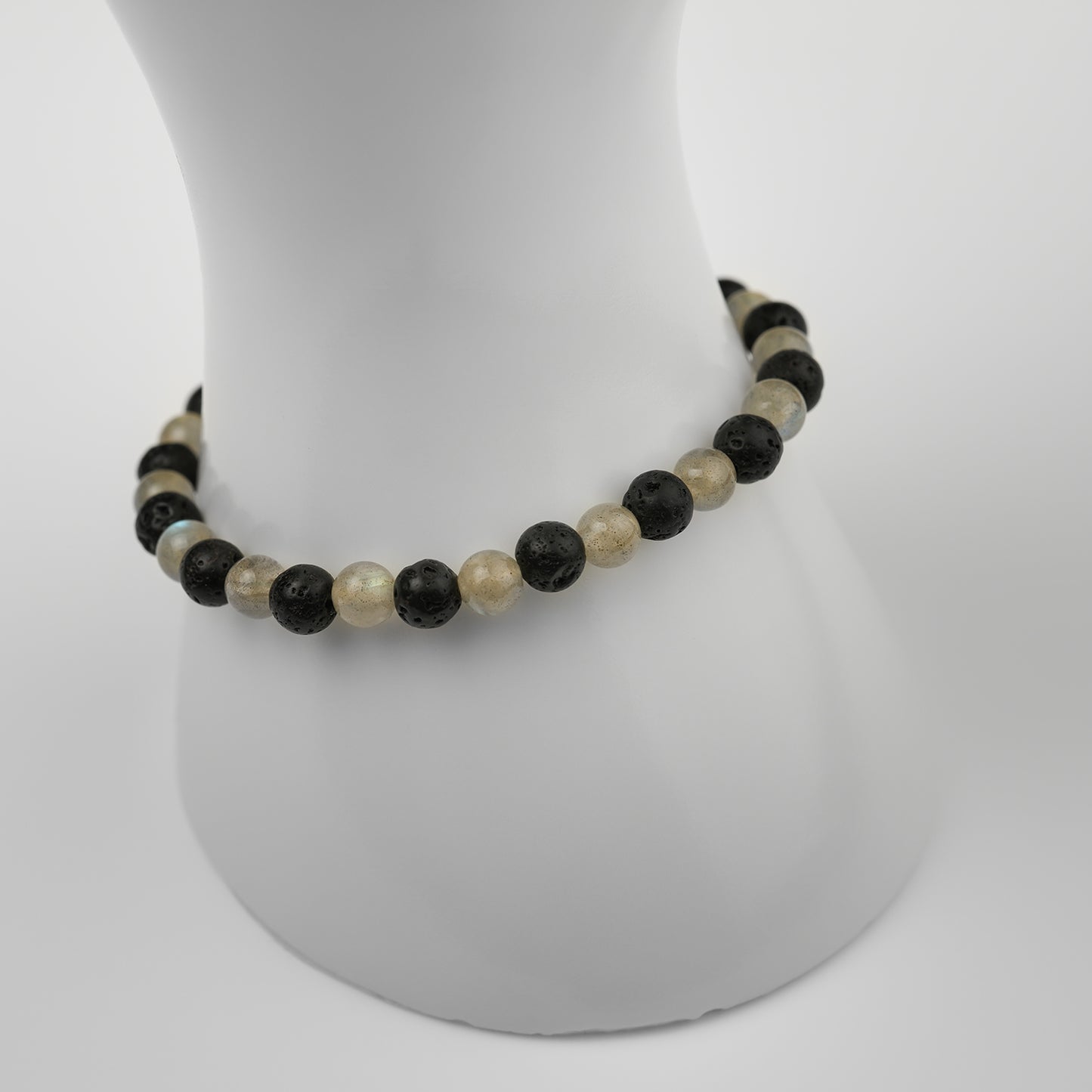 Labradorit hell Lava Armband 6mm